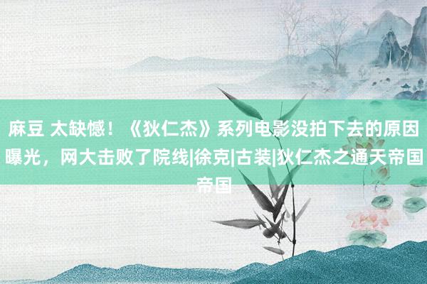 麻豆 太缺憾！《狄仁杰》系列电影没拍下去的原因曝光，网大击败了院线|徐克|古装|狄仁杰之通天帝国