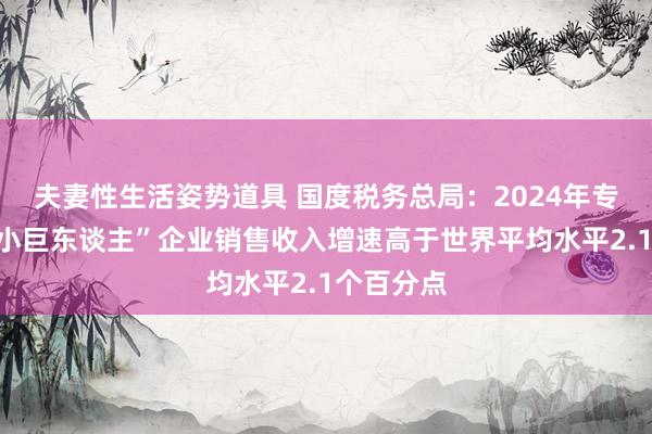 夫妻性生活姿势道具 国度税务总局：2024年专精特新“小巨东谈主”企业销售收入增速高于世界平均水平2.1个百分点